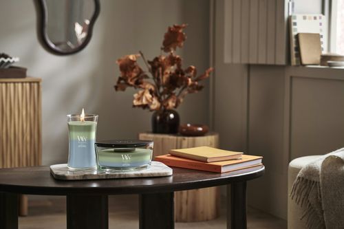 Ароматична свічка з тришаровим ароматом Woodwick Medium Trilogy Verdant Woods 453 г