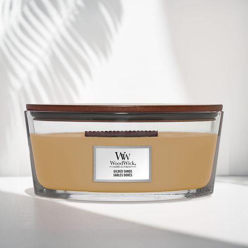 Ароматическая свеча с ароматом инжира и гваякового дерева Woodwick Ellipse Gilded Sands 453 г