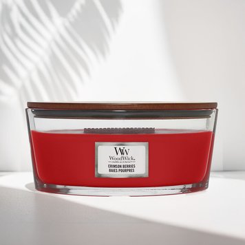 Ароматична свічка з нотами різдвяних ягід Woodwick Ellipse Crimson Berries 453 г