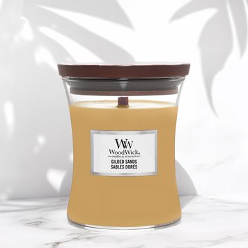 Ароматична свічка з ароматом інжиру та гваякового дерева Woodwick Medium Gilded Sands 275 г