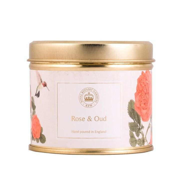 Ароматична travel свічка з деревно-квітковим ароматом Kew aromatics Rose, Oud 160 г