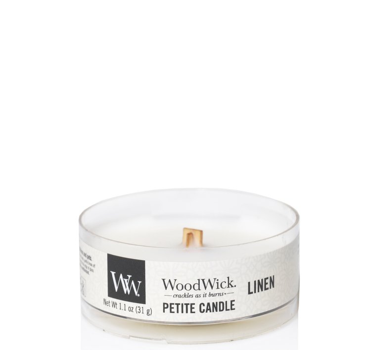 Ароматическая свеча с ароматом свежевыстиранного белья Woodwick Petite Linen 31 г