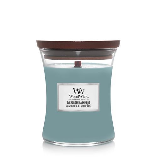 Ароматическая свеча с нотами сосны, свежего воздуха и кашемира Woodwick Medium Evergreen Cashmere 275 г