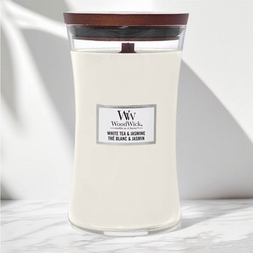 Ароматическая свеча с нежным ароматом Woodwick Large White Tea & Jasmine 609 г