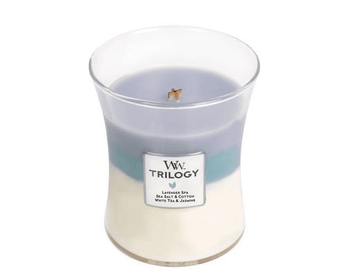 Ароматическая свеча с трехслойным ароматом Woodwick Medium Trilogy Calming Retreat 275 г