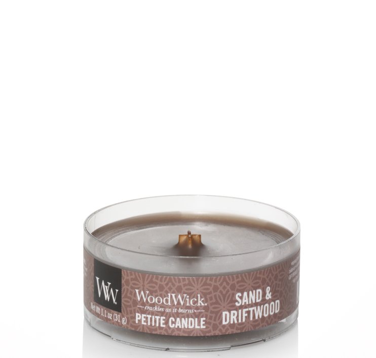 Ароматична свічка з ароматом деревини і піску Woodwick Petite Sand and Driftwood 31 г