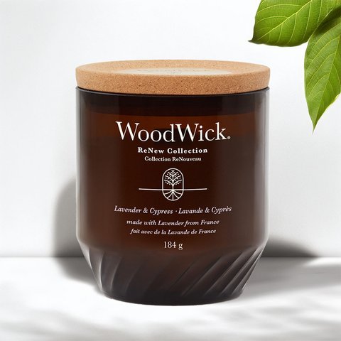 Свічка з кипарисом та лавандою Lavender & Cypress RENEW Woodwick