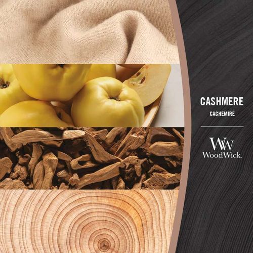 Ароматична свічка з ароматом айви, ірису та сандалу Woodwick Medium Cashmere 275г