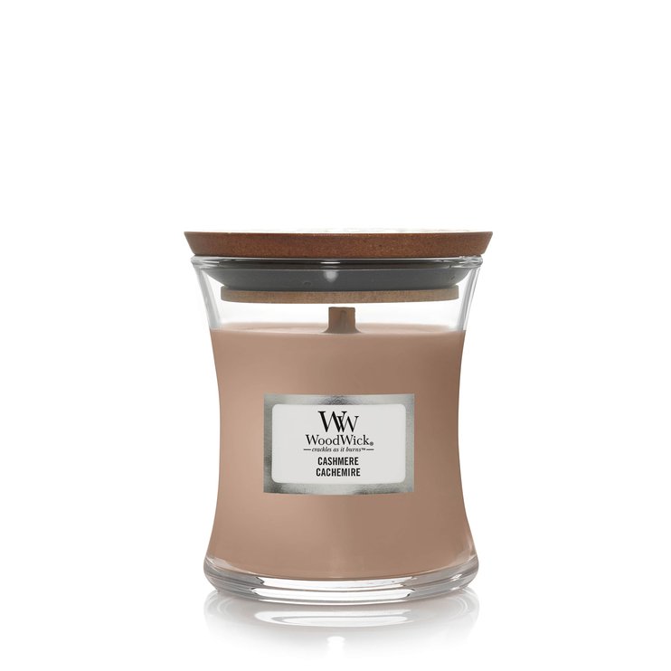 Ароматична свічка з ароматом айви, ірису та сандалу Woodwick Mini Cashmere
