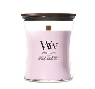 Ароматична свічка з нотами цвіту вишні та ванілі Woodwick Medium Cherry Blossom & Vanilla 275 г