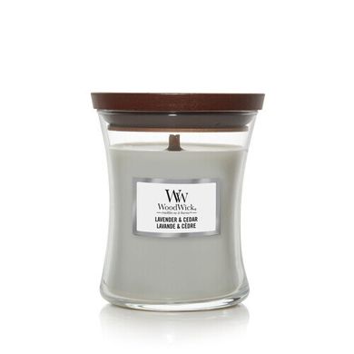 Ароматична свічка з ароматом лаванди і кипариса Woodwick Medium Lavender & Cedar 275 г