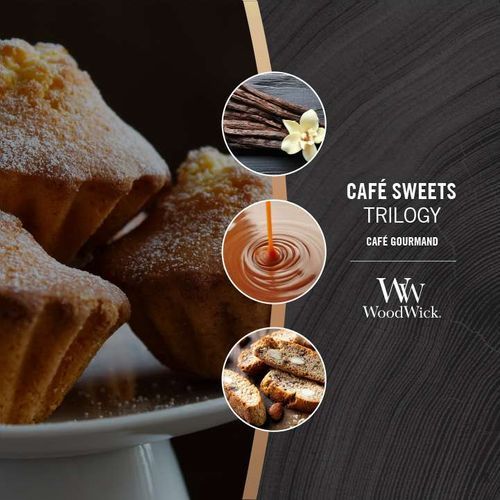 Ароматична свічка з тришаровим ароматом Woodwick Medium Trilogy Cafe Sweets 275 г