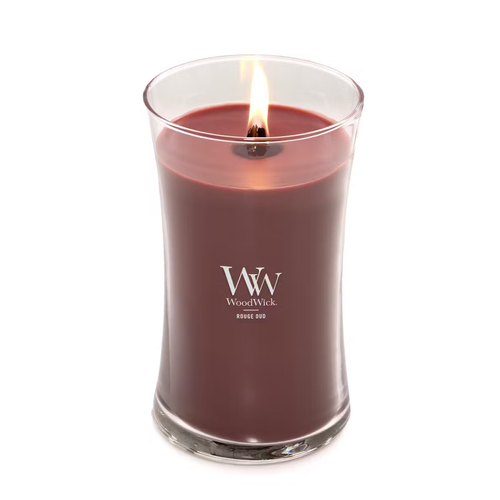 Ароматична свічка з ароматом троянди та спецій Woodwick Large Rouge Oud 609 г