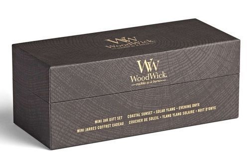 Корпоративный подарок - Набор свечей Woodwick Mini Fireside, Sand and driftwood, White teak