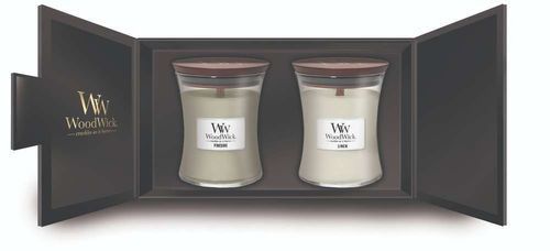 Корпоративный подарок - Набор свечей Woodwick Medium Fireside та Linen