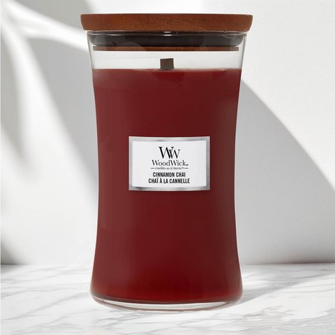 Ароматична свічка з ароматом ванілі та кориці Woodwick Large Cinnamon Chai 609 г