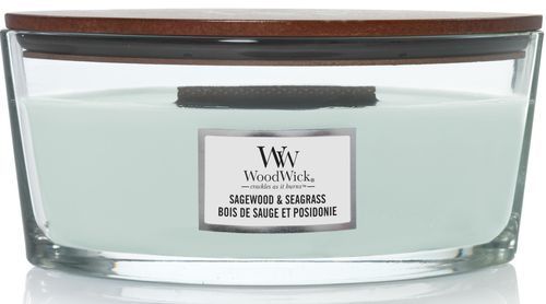 Ароматическая свеча с нотами шалфея, океана и кедра Woodwick Ellipse Sagewood & Seagrass 453 г