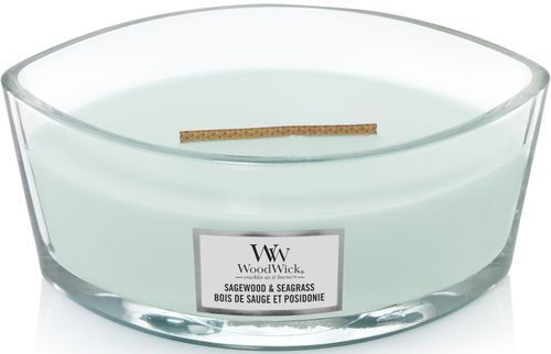 Ароматическая свеча с нотами шалфея, океана и кедра Woodwick Ellipse Sagewood & Seagrass 453 г