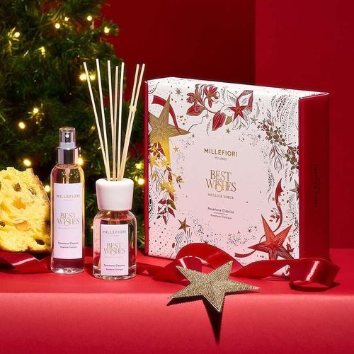 Корпоративный подарок - Подарочный набор &ldquo;Best wishes. Panettone Classico&rdquo; Millefiori Milano (аромадиффузор + спрей)