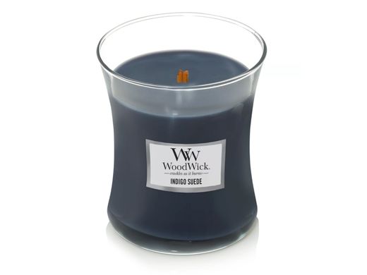 Ароматична свічка з ароматом шкіри та мускуса Woodwick Medium Indigo suede 275 г