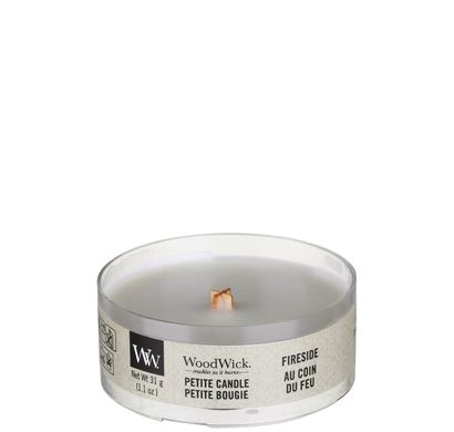 Ароматическая свеча с ароматом копченого дерева и яблочной кожуры Woodwick Petite Fireside 31 г